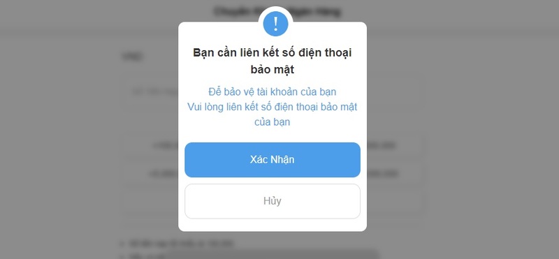 Liên kết số điện thoại trước khi tiến hành nạp tiền